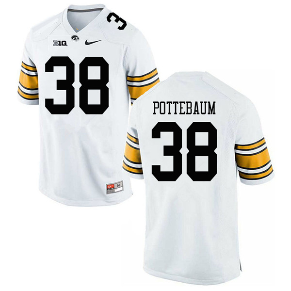 Men #38 Monte Pottebaum Iowa Hawkeyes College Football Jerseys Sale-White